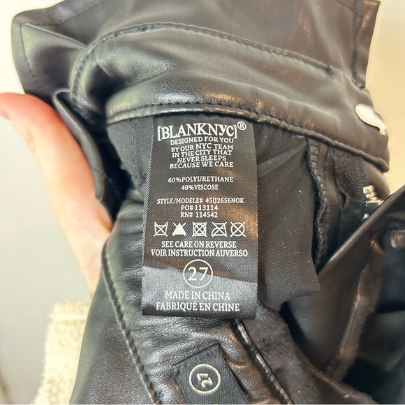 [BLANKNYC] Womens Vegan Leather Straight Leg Paperbag Pant - Picture 5 of 6